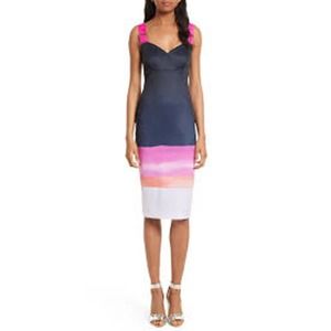 NWT TED BAKER Midi Rowing Stripe Bodycon Dress